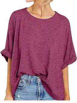 Walmart Women Oversized T-Shirt Loose Fit Workout Tops Short Sleeve Gym Basic Tee Shirt offer