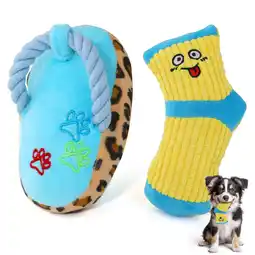 Walmart Petyida Dog Toys for Small Dogs, Shoes and Sock Dog Toys Squeaky Set, Training Puppy, Chew Level 1 offer