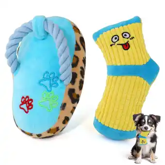 Walmart Petyida Dog Toys for Small Dogs, Shoes and Sock Dog Toys Squeaky Set, Training Puppy, Chew Level 1 offer