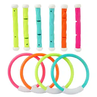 Walmart Pool Toys, YCFUN 10-Pcs Dive Stick Ring Set, Dive Party Pack Pool Set for Child Boys Kids, Red offer