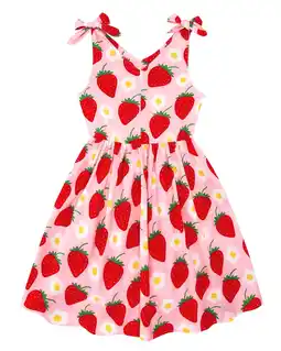 Walmart Aideaone Girls Dresses Sleeveless Summer Dress Bowknot Strap Strawberry V Neck Sundress Pink 3-10T offer
