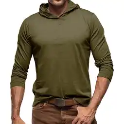 Walmart Aofany Men's Solid Color Hooded Pullover Tops Pure Cotton Long Sleeve T-shirt offer