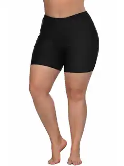 Walmart Beautyin Women's Plus Size Swim Shorts High Waist Boyshorts Solid Swim Trunks offer
