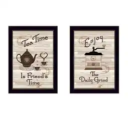 Walmart Wall Art Enjoy Tea Time 2-Piece Vignette by Millwork Engineering, Black Frame,Wall Decals offer