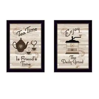 Walmart Wall Art Enjoy Tea Time 2-Piece Vignette by Millwork Engineering, Black Frame,Wall Decals offer