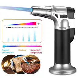 Walmart Refillable Cigar Butane Torch Lighters Blow for Culinary Cooking Food Scorch Blowtorch Black offer