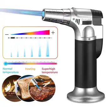Walmart Refillable Cigar Butane Torch Lighters Blow for Culinary Cooking Food Scorch Blowtorch Black offer