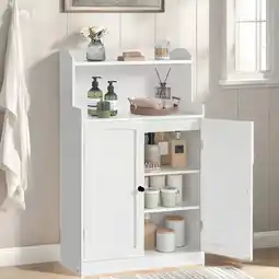 Walmart Bathroom Storage Cabinet , Lofka Bathroom Cabinet with 2 Doors &Adjustable Shelves, White offer