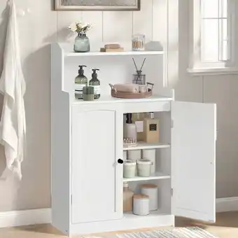 Walmart Bathroom Storage Cabinet , Lofka Bathroom Cabinet with 2 Doors &Adjustable Shelves, White offer