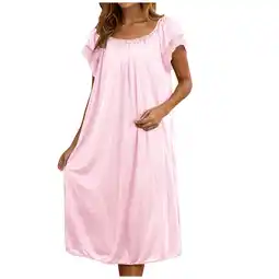 Walmart ZKCCNUK Plus Size Nightgowns for Women Summer Solid Color Ice Silk Home Dress Nightdress Free Size offer