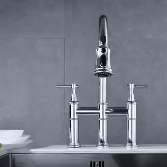Walmart Kitchen Faucet Bridge Kitchen Faucet with Pull-Down Sprayhead in Spot,Pull Down Kitchen Faucet offer