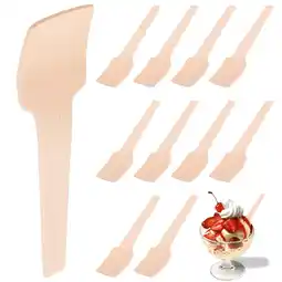 Walmart GETAJGHSD Dessert Spoons Wooden Spoons Beige 100Pcs Disposable For Jelly Ice Cream offer