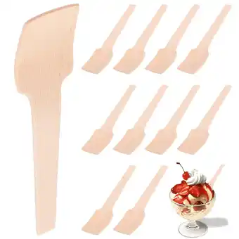 Walmart GETAJGHSD Dessert Spoons Wooden Spoons Beige 100Pcs Disposable For Jelly Ice Cream offer