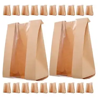 Walmart 100pcs Bakery Bags with Clear Window Sandwich Bags Toast Paper Bags Cookies Pastries Bags offer