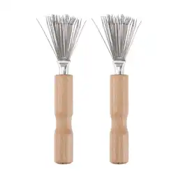 Walmart Raindrops Hair Brush & Comb Cleaner - Metal Wire Rake, Wooden Handle - Home Salon offer