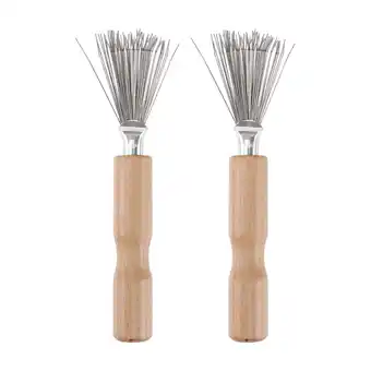 Walmart Raindrops Hair Brush & Comb Cleaner - Metal Wire Rake, Wooden Handle - Home Salon offer
