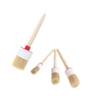 Walmart FRCOLOR 4PCS Round Head Wood Handle Bristle Cleaning Brush Natural Boar Hair Detail Brush for Wheel offer