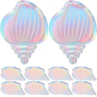 Walmart Qumonin 24pcs Plates Sea Shell Paper Plates Iridescent Foil Cake Supplies offer