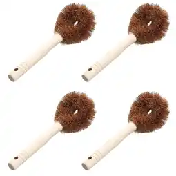 Walmart WOFASHPURET Dish Scrubber Handle Light Brown Coconut Fiber 4Pcs 9.1x3.5x2.4in offer