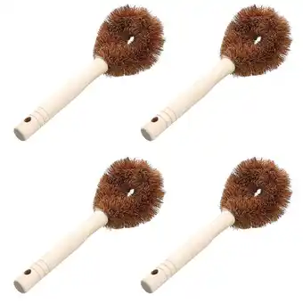 Walmart WOFASHPURET Dish Scrubber Handle Light Brown Coconut Fiber 4Pcs 9.1x3.5x2.4in offer