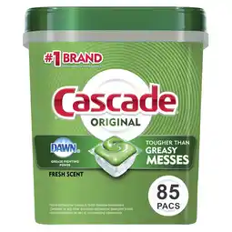 Walmart Cascade Original Dishwasher Pods, ActionPacs Dishwasher Detergent Tabs, Fresh Scent, 85 Count offer