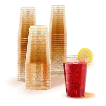 Walmart Stock Your Home 14 oz Gold Glitter Cups 50pcs offer
