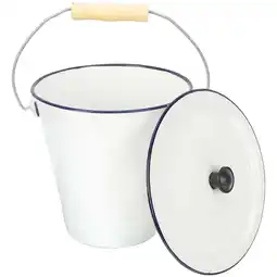 Walmart SHISUYAN White Enamel Bucket Rustic Utensil Pail Metal Water Tub 5.5L offer