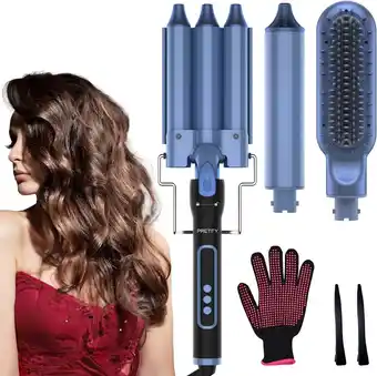 Walmart Pretfy 3 in 1 Professional Ceramic Hot Air Brush, Blow Dryer Brush, Hair Styler Blue offer