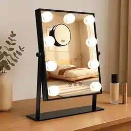 Walmart Goolioo Vanity Mirror with Lights, Hollywood Lighted Vanity Makeup Mirror, 10x Magnification, Black offer