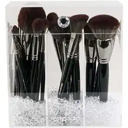 Walmart Impressions Vanity Diamond Collection Acrylic Makeup Brush Holder with 3 Compartments Organizer offer