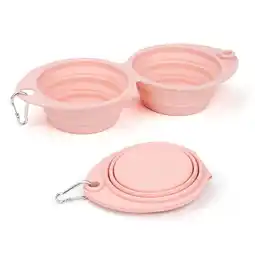 Walmart PoyPet Collapsible and Portable Travel Dog & Cat Bowls, 2 in 1 Large Silicone Pet Bowls, Pink offer