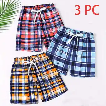 Walmart Sentuca 3PC Plaid Shorts for Boys - Summer Clothes Sports Casual Shorts Rubber Waist Size 3 Years offer