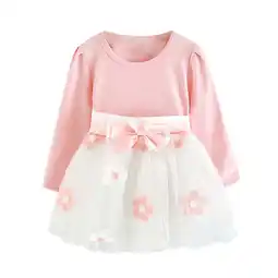 Walmart VANLOFE Toddler Girl Clothes Kids Baby Girls Long Sleeve Tulle Patchwork Flower Bow Dresses Clothes offer