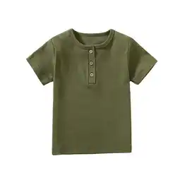 Walmart Hiijoy Toddler Boys Henley T-Shirt Solid Short Sleeve Cotton T Shirt, Sizes 2-8 offer