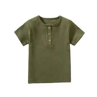 Walmart Hiijoy Toddler Boys Henley T-Shirt Solid Short Sleeve Cotton T Shirt, Sizes 2-8 offer