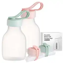 Walmart Totmizby Breast Milk Storage Bottles Collection Bottles,2-Pack,8 oz,Blue+Pink offer