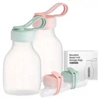 Walmart Totmizby Breast Milk Storage Bottles Collection Bottles,2-Pack,8 oz,Blue+Pink offer