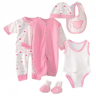 Walmart Odeerbi Baby Boy Girl Clothes 8PCS Layette Set Newborn Tops+Hat+Pants+Bib+Sock Shose+Romper offer