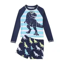 Walmart BJUTIR Long Sleeve Cartoon Printed Polyester Swimsuit Set (Toddler Boy's) offer