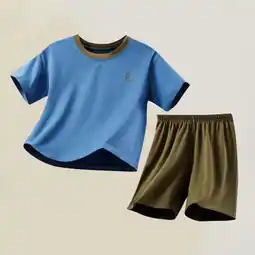 Walmart ATOGUTA Size 3-16 Years Boys Lounge Set Summer Short Sleeve PJ Set Kid Sleepwear Boys Pajamas Blue offer