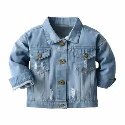 Walmart Odeerbi Denim Jacket Kids 2025 Long Sleeve Jacket Fall Shirt Coat Outwear Light Blue 6-12 Months offer