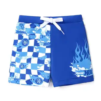 Walmart Hot Wheels Toddler Boys swim Trunks Blue Graphic Plaid Elasticized Lacing Swim Shorts Sizes 3-10 offer