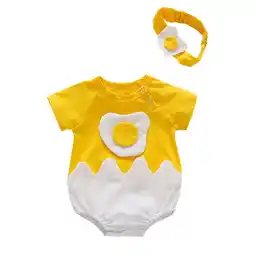 Walmart Baby Girls Boys Eggs Patchwork Romper Bodysuit Hairband Clothes,Size 3 Months-6 Months offer