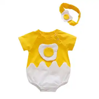 Walmart Baby Girls Boys Eggs Patchwork Romper Bodysuit Hairband Clothes,Size 3 Months-6 Months offer