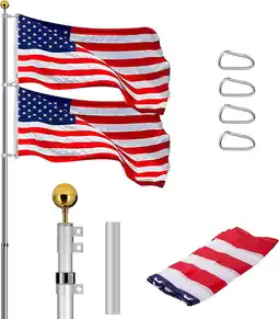 Walmart VIVOHOME 20FT Telescoping Flag Pole, with 3x5 Polyester American Flag and Golden Ball, Silver offer