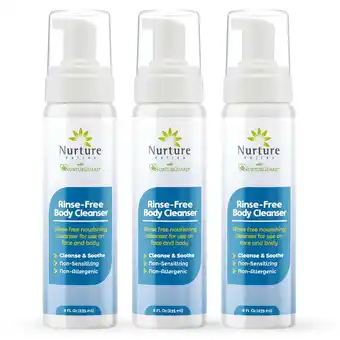 Walmart Nurture Valley Rinse-Free Body Wash, Waterless Foaming Cleansing Body Wash for Elderly, 8 oz, 3-Pack offer