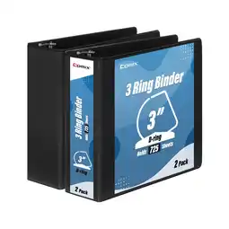 Walmart Comix Heavy-duty 3-inch 3 D-Ring View Binder with Clear Cover,Hold 725 Sheets Paper, 2 Pack Black offer