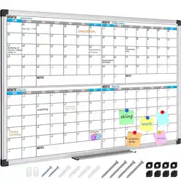 Walmart X BOARD Dry Erase Calendar Board 36 x 24 4 Month Large Magnetic Whiteboard Big Schedule Board offer
