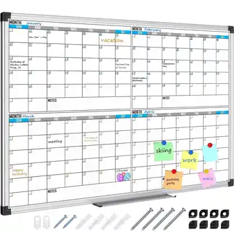 Walmart X BOARD Dry Erase Calendar Board 36 x 24 4 Month Large Magnetic Whiteboard Big Schedule Board offer