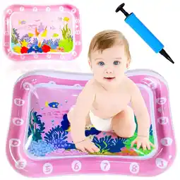 Walmart VEGCOO Inflatable Baby Water Mat Infants and Toddlers Tummy Time Mat Toys for 3-24 Months (26×20in) offer